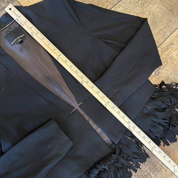 Banana Republic Women's Chiffon Fringe Blazer Black Size 16 - Picture 5 of 10